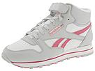 Reebok Classics - Classic Leather Mid Strap Punch SE W (White/Sheer Grey/Juicy Pink) - Women's
