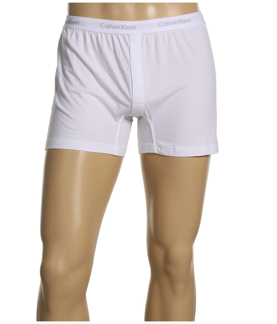 Calvin Klein™ presents a comfy knit boxer in a modern slim fit. Soft cotton jersey boxer boasts a slim fit and shorter length for wear under close-fit pants. Low rise. Signature logo elastic waistband. Snap fly. 100% cotton. Machine wash cold, tumble dry low. Imported $19