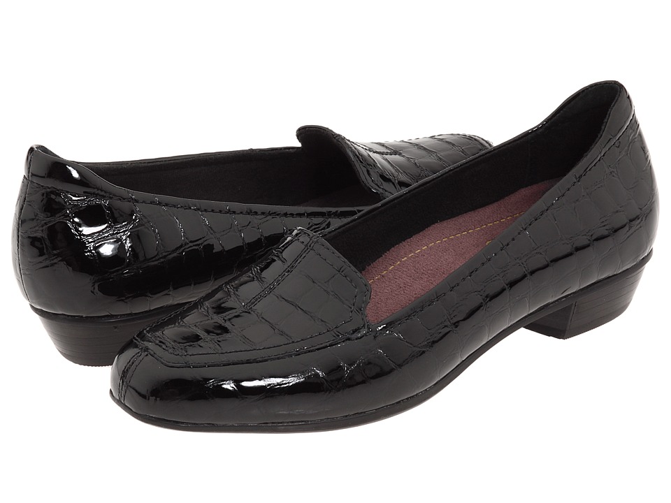Clarks - Timeless (Black Patent Croco) Women's Slip on  Shoes