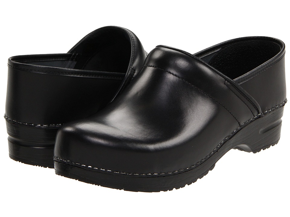Sanita Professional Cabrio Mens Black Brush Off Leather Mens Clog Shoes