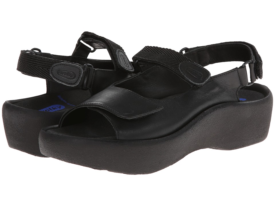 Wolky Jewel (Black Smooth Leather) Women's Hook and Loop Shoes