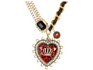 Betsey Johnson - Royal Engagement Big Heart Crown Necklace (Red/Gold) - Jewelry