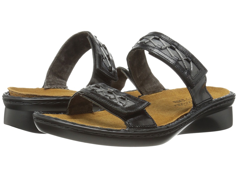 Naot Footwear Sound (Black Madras Leather/Metallic Road Leather) Sandals