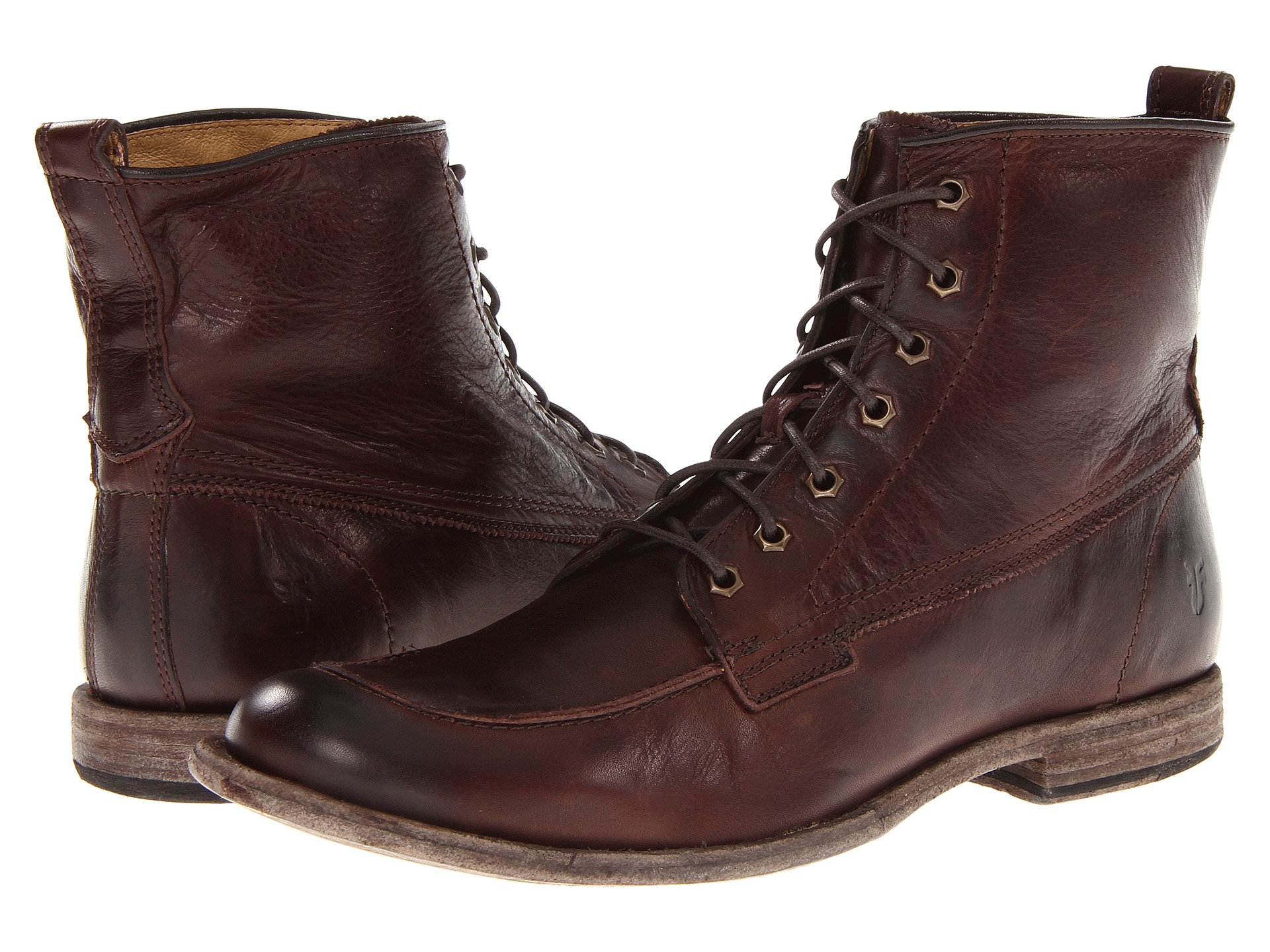 Frye Phillip Work Boot Dark Brown Soft Vintage Leather - Zappos ...