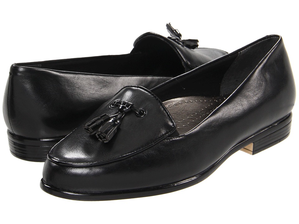 Trotters - Leana (Black/Black Soft Kid/Patent Man Made) Women's Slip on  Shoes