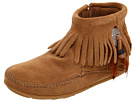 Minnetonka Womens Concho/Feather Side Zip Boot - Taupe, 9