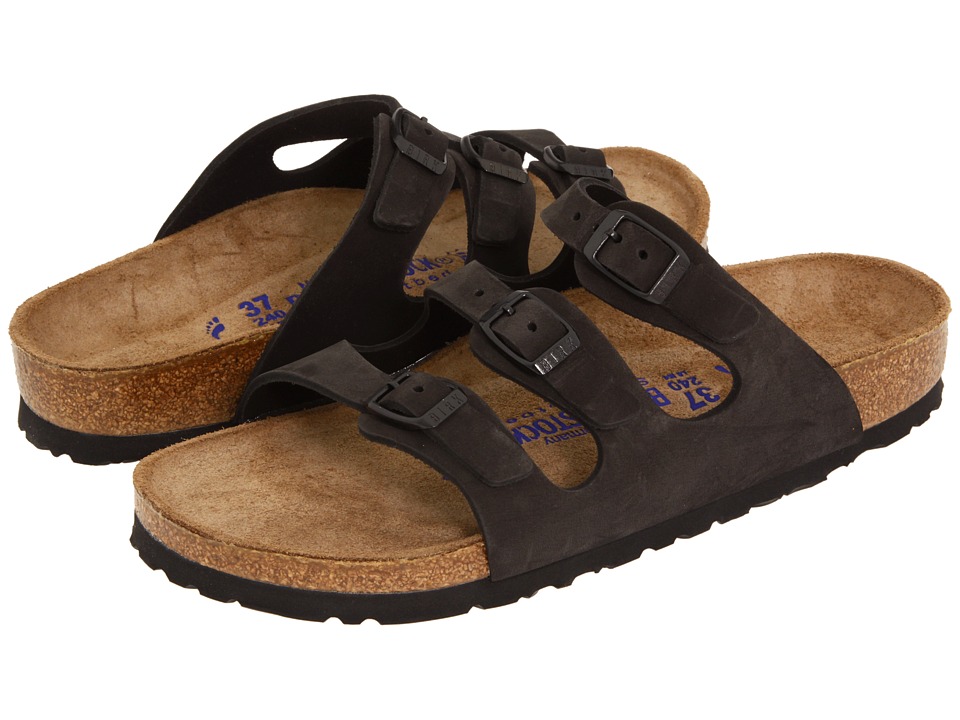 Birkenstock Florida Soft Footbed Nubuck (Black Nubuck) Sandals