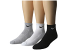 Nike - Cotton Cushion Quarter with Moisture Management 3-Pair Pack (Grey Heather/Black/White/Black/Black/White)