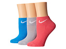 Nike - Cotton Cushioned Quarter with Moisture Management 3-Pair Pack (Wolf Grey/White/Pink/White/Light Photo Blue/White)