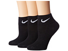 Nike Cotton Cushioned Quarter with Moisture Management 3-Pair Pack (Black/White)