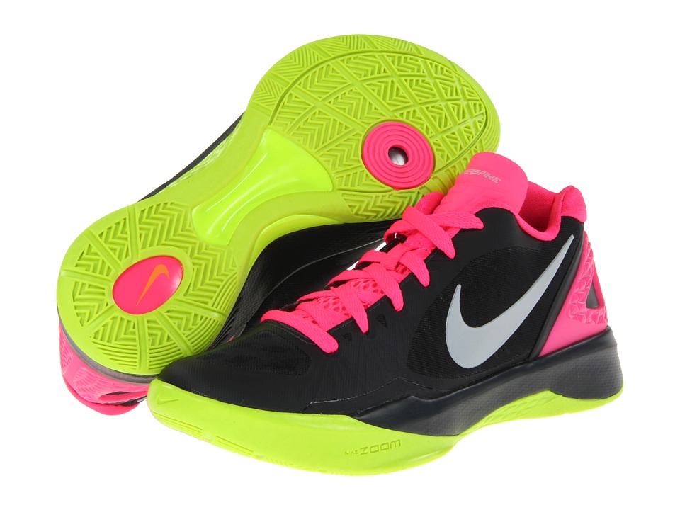Nike Volley Zoom Hyperspike (Anthracite/Pink Flash/Volt/Metallic Platinum) Women's Volleyball Shoes