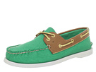 Sperry Top-Sider - A/O 2 Eye (Green Salt Washed Canvas/Cognac)
