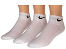 Nike - Youth Cotton Cushion Quarter Length Socks w/ Moisture Management 3-Pair Pack (White/(Black))