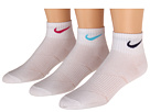 Nike - Youth Girls' Lightweight Cotton Cushion Moisture Management Quarter 3-Pair Pack (White/(Fuchsia)/(Dark Iris)/(Baltic Blue))
