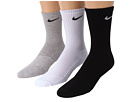 Nike - Youth Cotton Cushion Moisture Management Crew Sock 3-Pair Pack (White/Grey Heather/Black)
