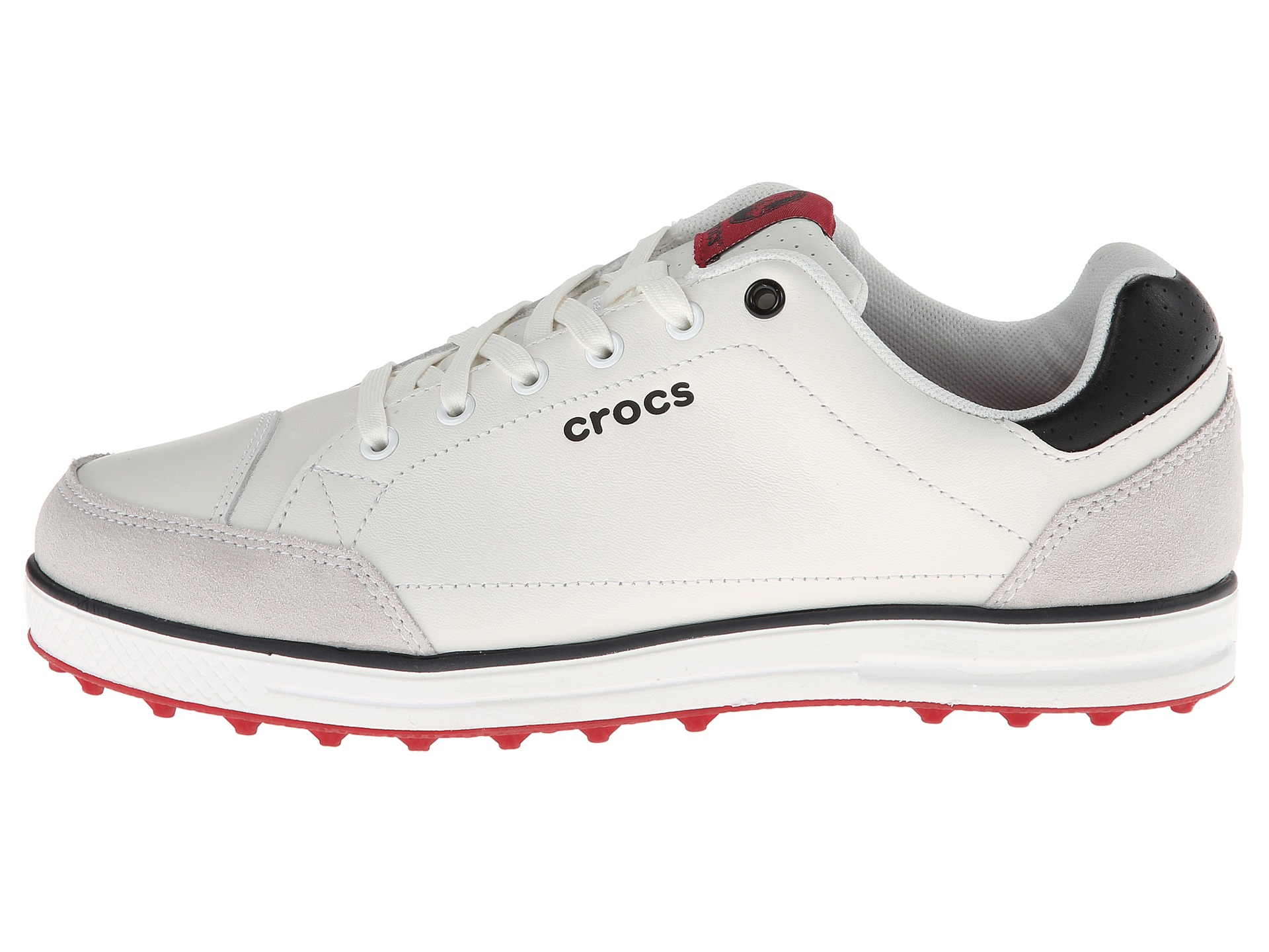 Crocs Karlson Golf Shoe M White True Red | Shipped Free at Zappos
