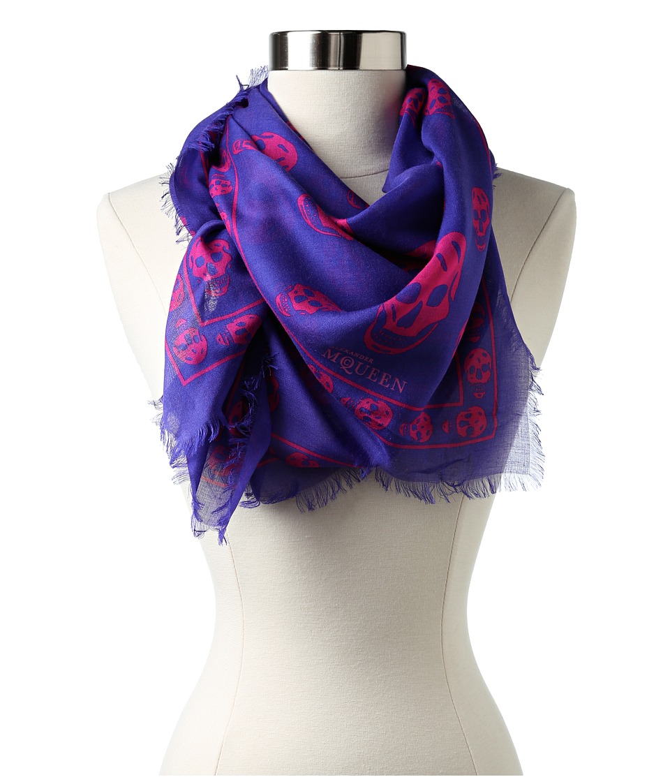 Alexander McQueen Fo Skull 104x120 Scarf (Purple/Fuscia) Scarves