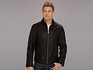 Cole Haan - Spanish Grainy Leather Moto Jacket w/ Knit Collar (Black)