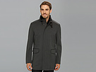 Cole Haan - Italian Twill Car Coat w/ Bib and Leather Trim (Charcoal)