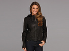 Cole Haan - Washed Lamb Multistitch Jacket w/ Removable Jersey Hood (Black)