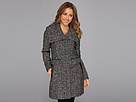 Cole Haan - Novelty Twill Wool Coat w/ Envelope Collar (Black/White)