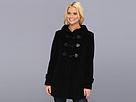 Cole Haan - Wool Plush Hooded Toggle Coat (Black)