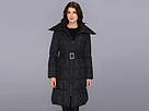Cole Haan - Belted Down Coat w/ Exposed Zipper and Knit Collar (Black)
