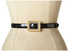 LAUREN Ralph Lauren - Pearlized Patent Belt With Two-Tone Centerbar Buckle (Black)