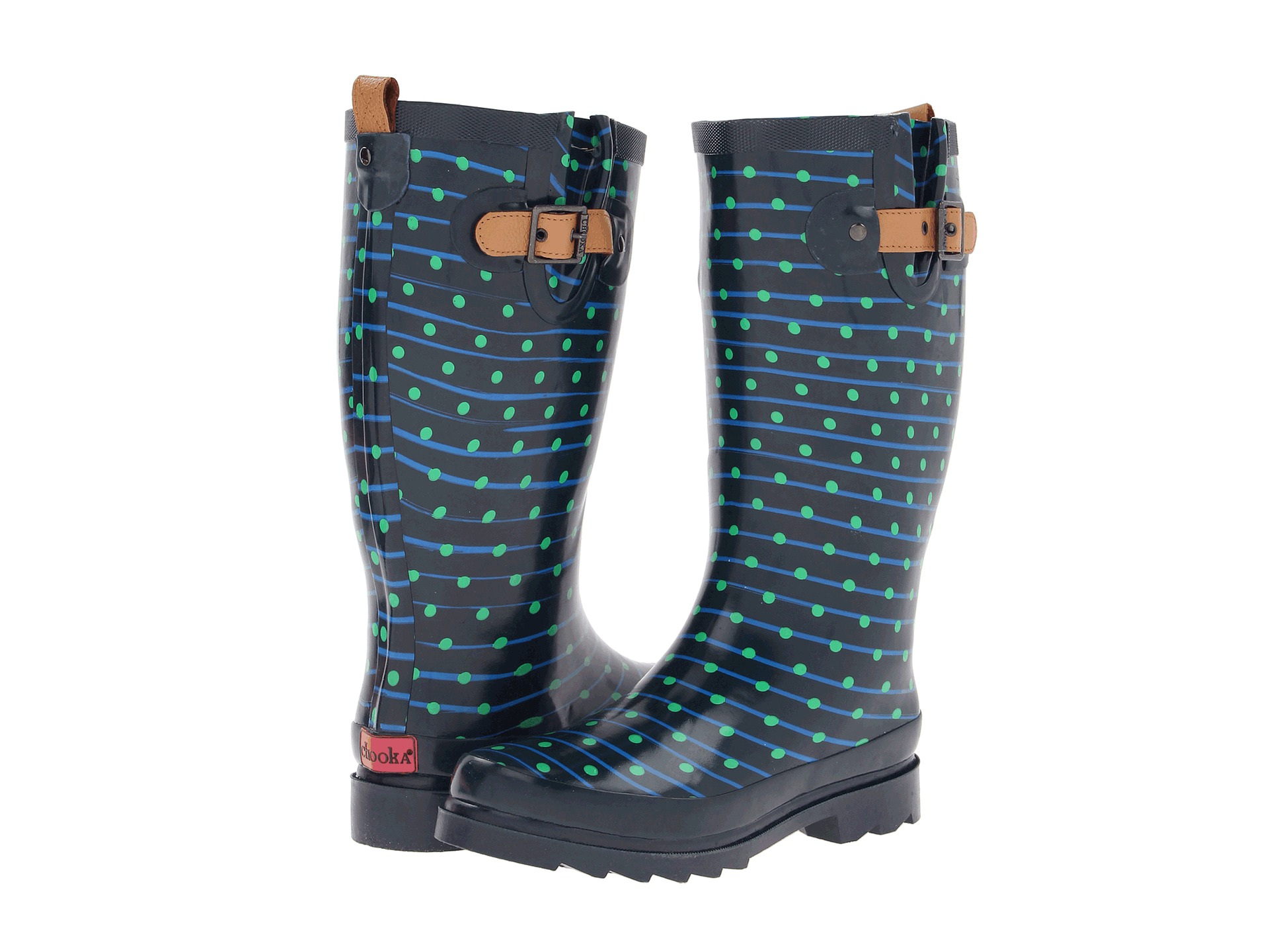 Chooka Striped Dot Rain Boot Blue | Shipped Free at Zappos