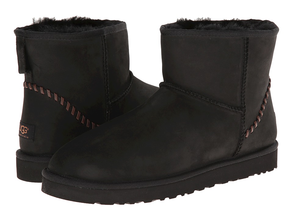 UGG - Classic Mini Deco (Black Leather) Men