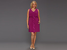Jessica Simpson - Plus Size Popover Dress w/ Ruffle at Center Front (Hollyhock) - Apparel