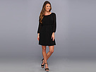 Jessica Simpson - 3/4 Full Sleeve Blouson Dress w/ CF Panel and Pleats (Black) - Apparel