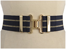 LAUREN Ralph Lauren - Striped Stretch Belt with Interlock Closure (Navy/Gold)