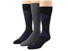 Cole Haan - Double Ticking/Rib/Argyle Crew 3 Pack (Navy)