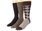Cole Haan - Woven Leg Argyle/Nailhead/Rib Crew 3 Pack (Chestnut)