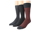 Cole Haan - Checker Bands/Rib/Rib Crew 3 Pack (Dark Grey)
