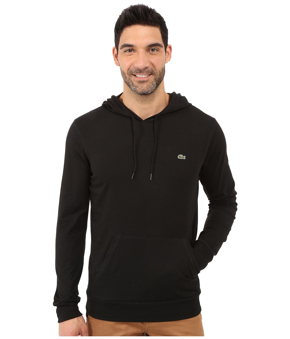 Lacoste Long Sleeve Jersey Hoodie Tee (Black1) Men