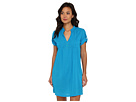 LAUREN Ralph Lauren - Crushed Cotton Cover-Up S/S Darcy Tunic (Deep Turquoise)