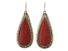 LAUREN Ralph Lauren - Large Textured Pear Shape Cab Drop Earrings (Carnelian/Worn Gold)
