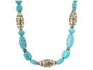 LAUREN Ralph Lauren - Multisize Beads w/Textured Metal Bead Necklace (Turquoise/Worn Gold)