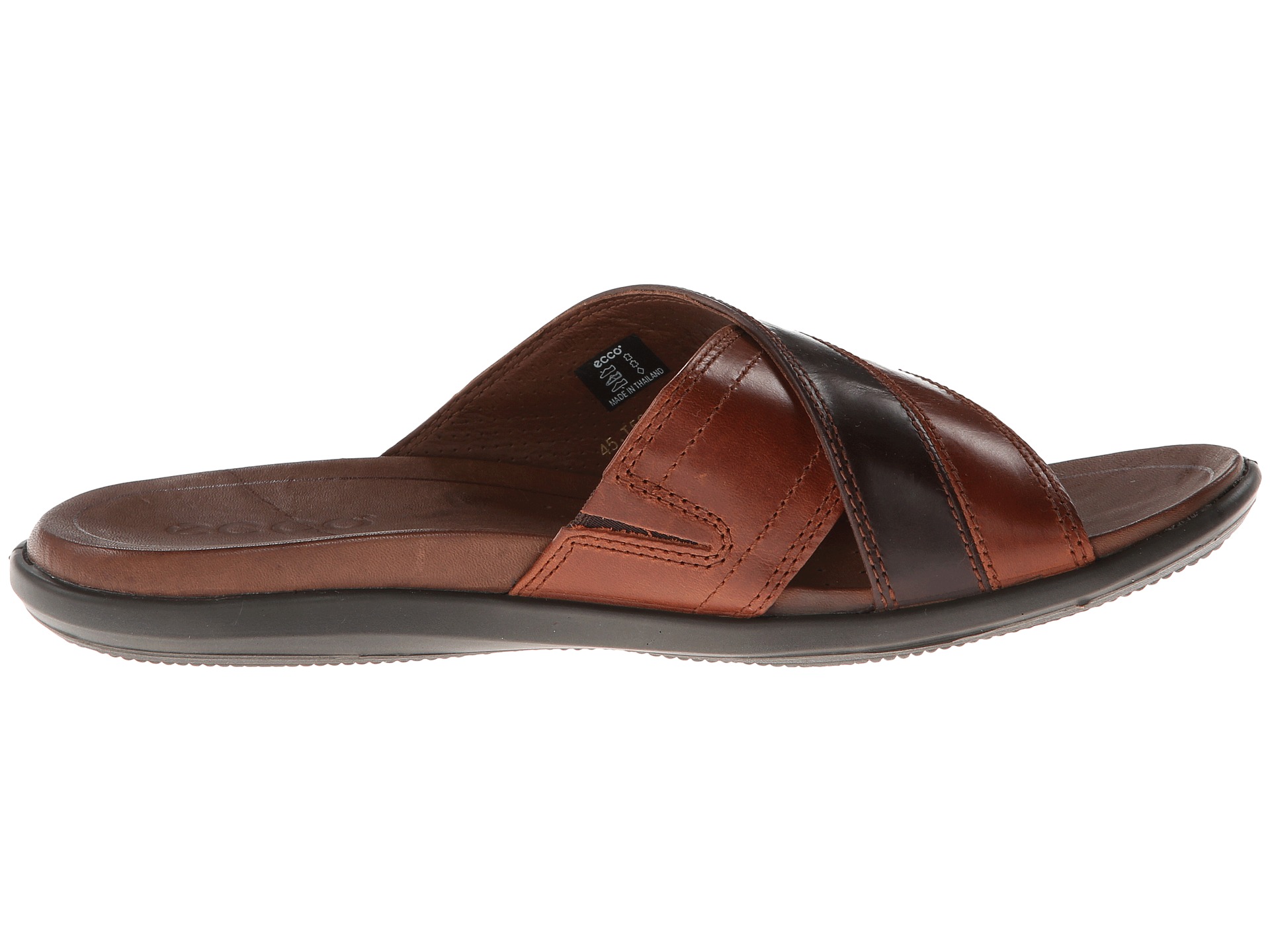 ECCO Chander Cross Slide Sandal CognacCoffee - Zappos Free ...