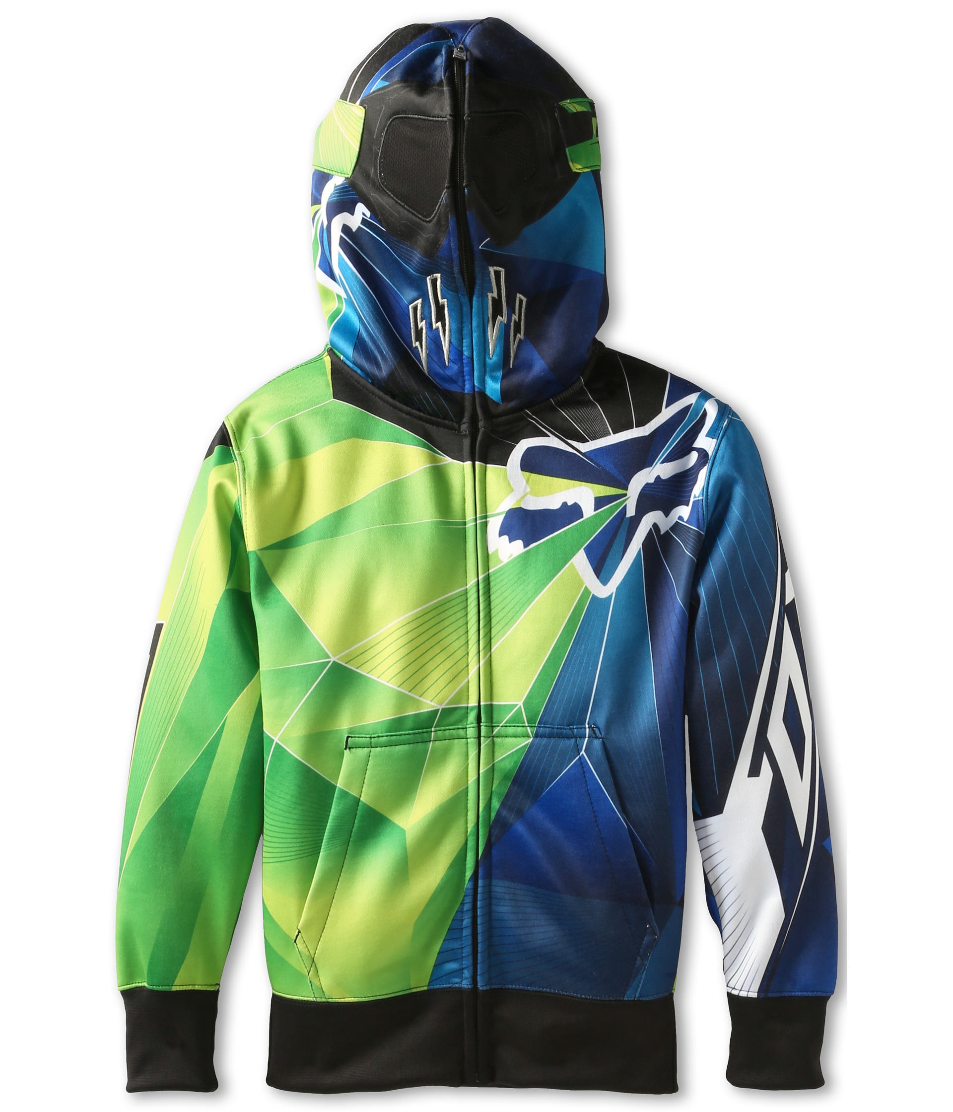 Fox Kids Radeon Fleece Full Zip Hoodie Big Kids Day Glo Green on