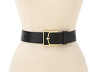 LAUREN Ralph Lauren - 1 5/8 Leather Belt w/ Leather Inset Buckle (Black)