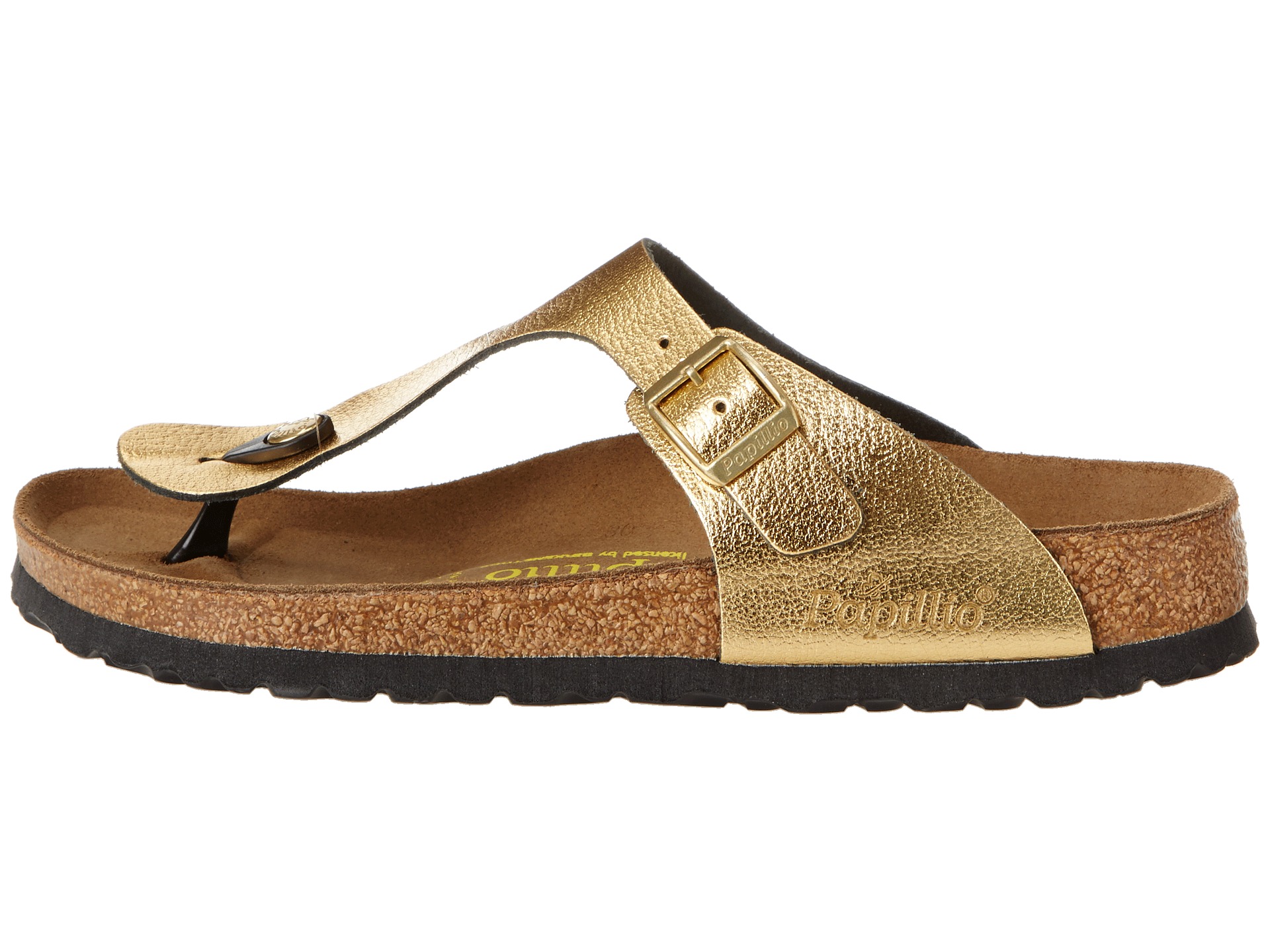 Birkenstock Gizeh by Papillio Metallic Gold Leather - Zappos Free ...