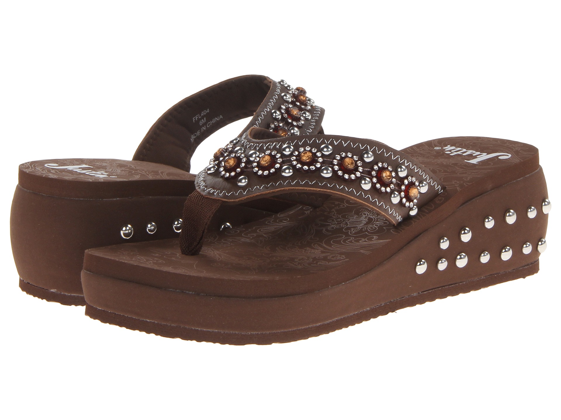 Justin Studded Wedge Brown | Shipped Free at Zappos