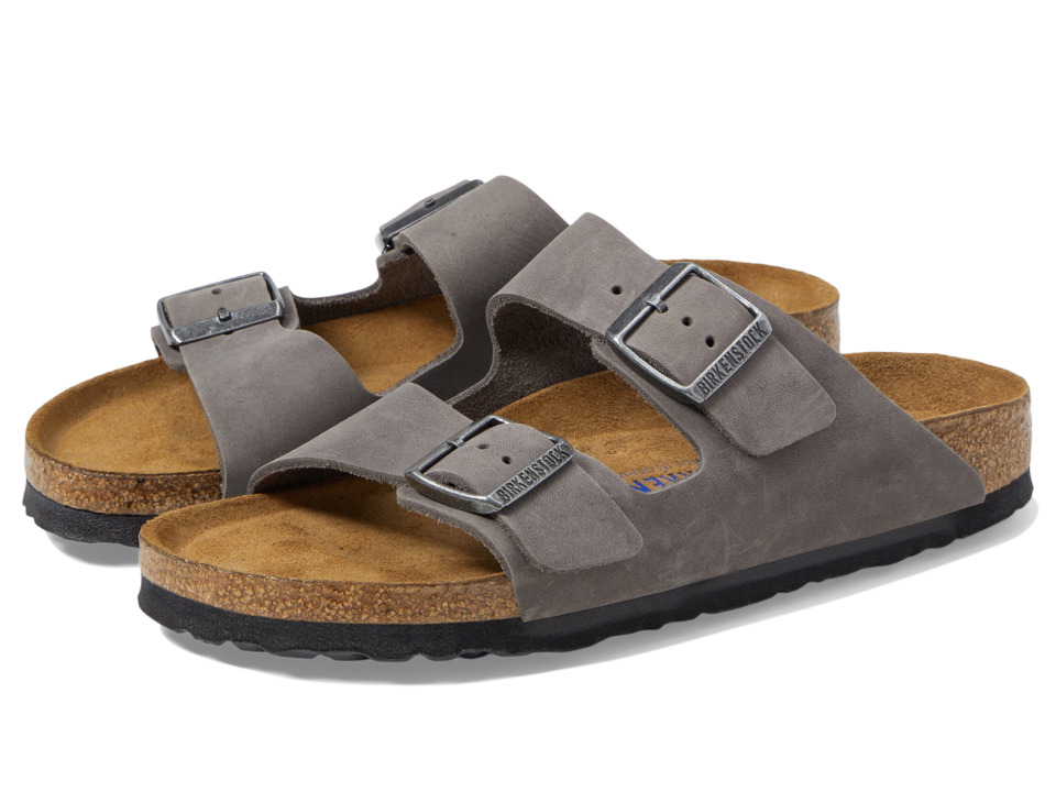 Birkenstock Arizona Soft Footbed Leather (Unisex) (Iron) Sandals