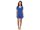 LAUREN Ralph Lauren - Reunion Island Knits S/S Boxer PJ Set (Addison Stripe Deep Ocean/Turks Blue)