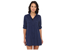 LAUREN Ralph Lauren - Crushed Cotton Camp Shirt Cover-Up (Bright Indigo)