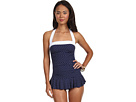 LAUREN Ralph Lauren - Harbor Dot Shirred Bandeau Skirted Mio (Bright Indigo)