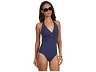 LAUREN Ralph Lauren - Harbor Dot Draped Halter Mio (Bright Indigo)